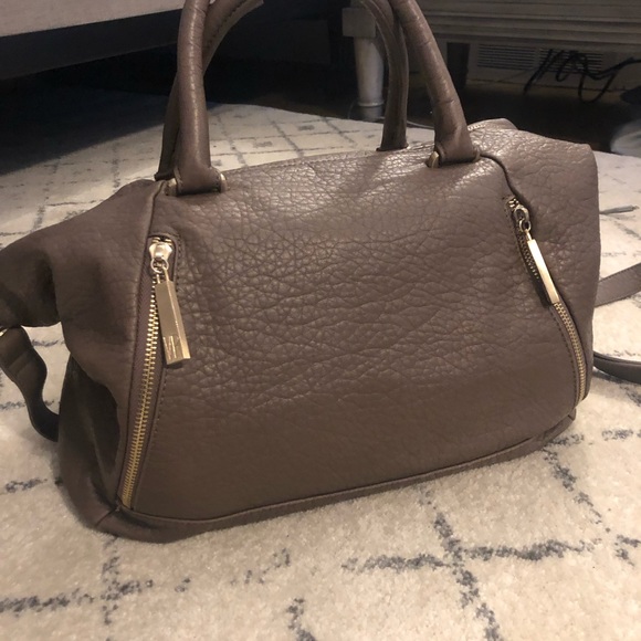 VR Handbags - Gray Sandalwood & Gold Zipper Decor Hobo Bag